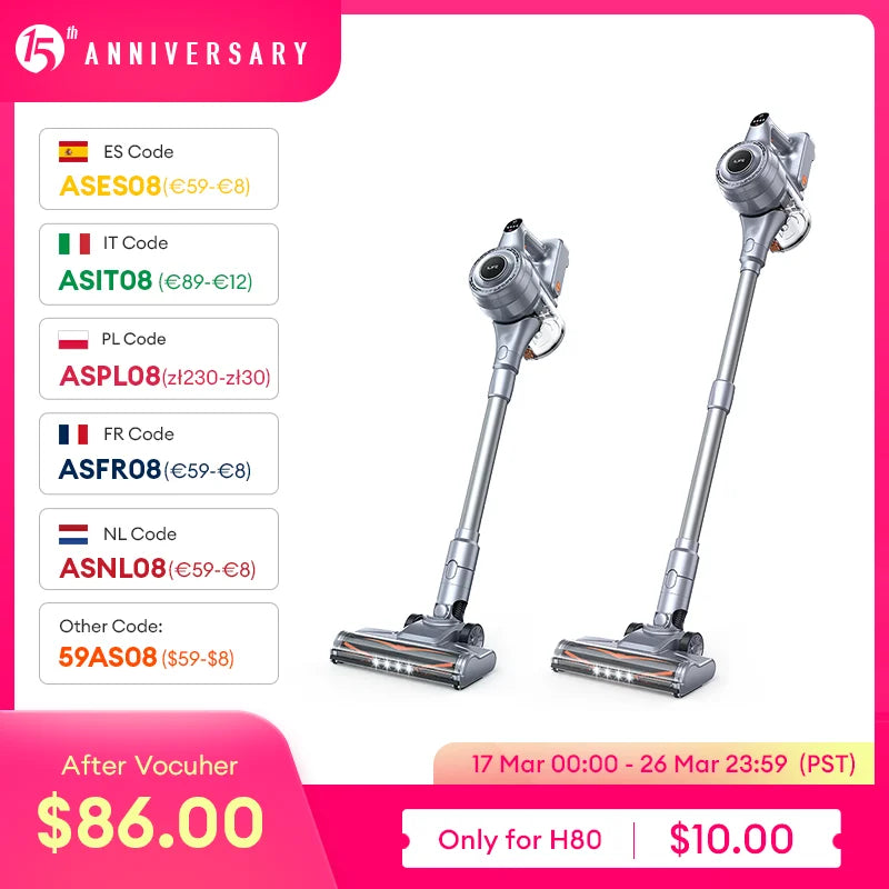 ILIFEH70/H80 Cordless Handheld Vacuum Cleaner Robot,21kPa Suction 1.2L Dust Cup,40Mins Time,LED Illuminate,Removable Battery