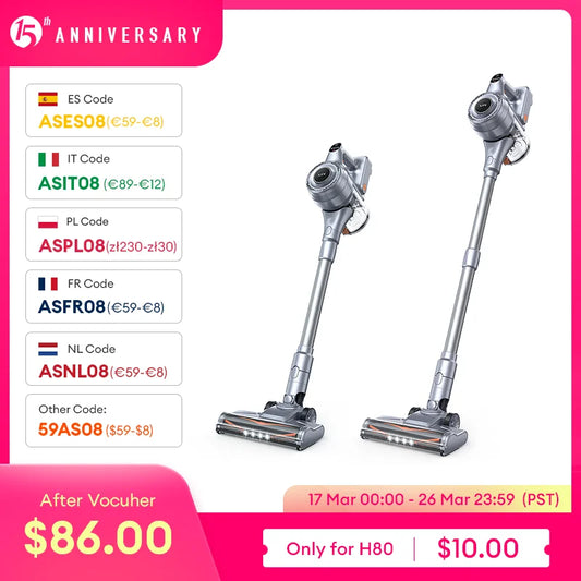 ILIFEH70/H80 Cordless Handheld Vacuum Cleaner Robot,21kPa Suction 1.2L Dust Cup,40Mins Time,LED Illuminate,Removable Battery