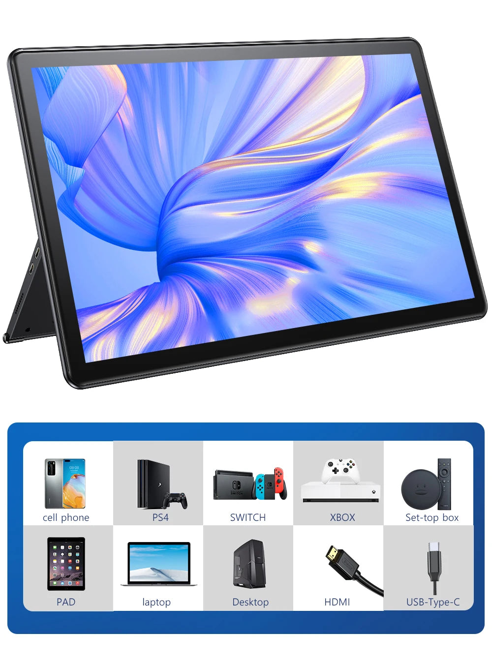 Uperfect Unify Y Touchscreen Portable Monitor 15.6" FHD 1080P IPS Screen with Adjust Kickstand 2000:1 USB C HDMI HDR Display