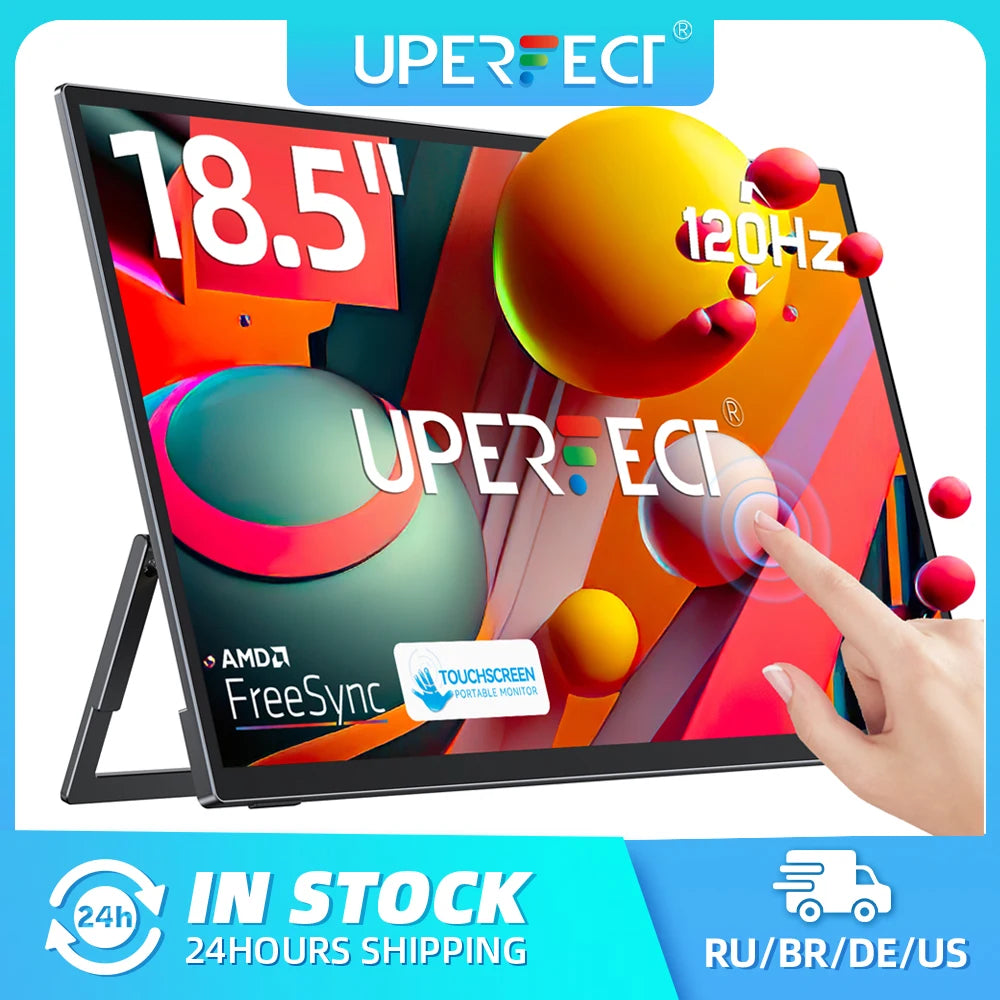 UPERFECT 18.5" Touchscreen Smart Portable Monitor with Metal Frame FreeSync 100%sRGB HDR 120Hz Gaming Screen Extender for Laptop
