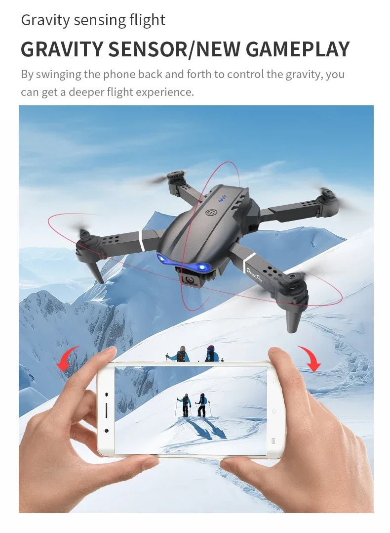 E99/E88 4K Professional RC Drone Wide HD Camera WIFI FPV Real Time Transmission One Key Start Ideal Gift Toy for Adults and Kids