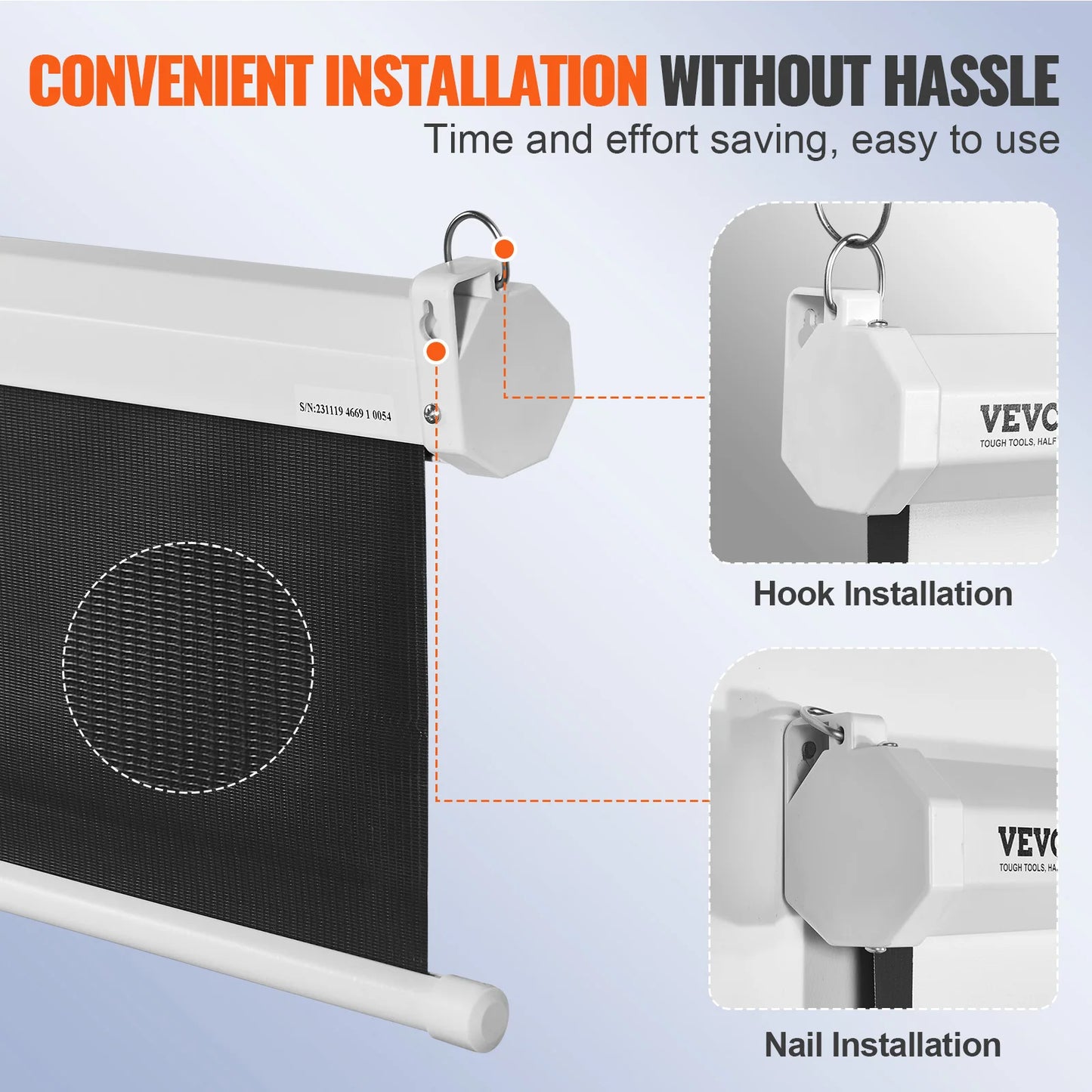 SucceBuy Manual Pull Down Projector Screen 100 inch 16:9 4K 1080 HD Retractable Projector Screen for Family Home Office Theater