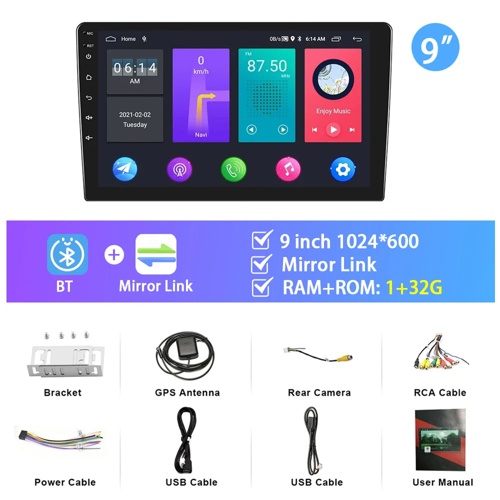 Podofo 10.1"/9"/7 " Android Car Radio 2Din Multimedia Video Player Carplay Android Auto Car Stereo For Toyota Volkswagen Hyundai