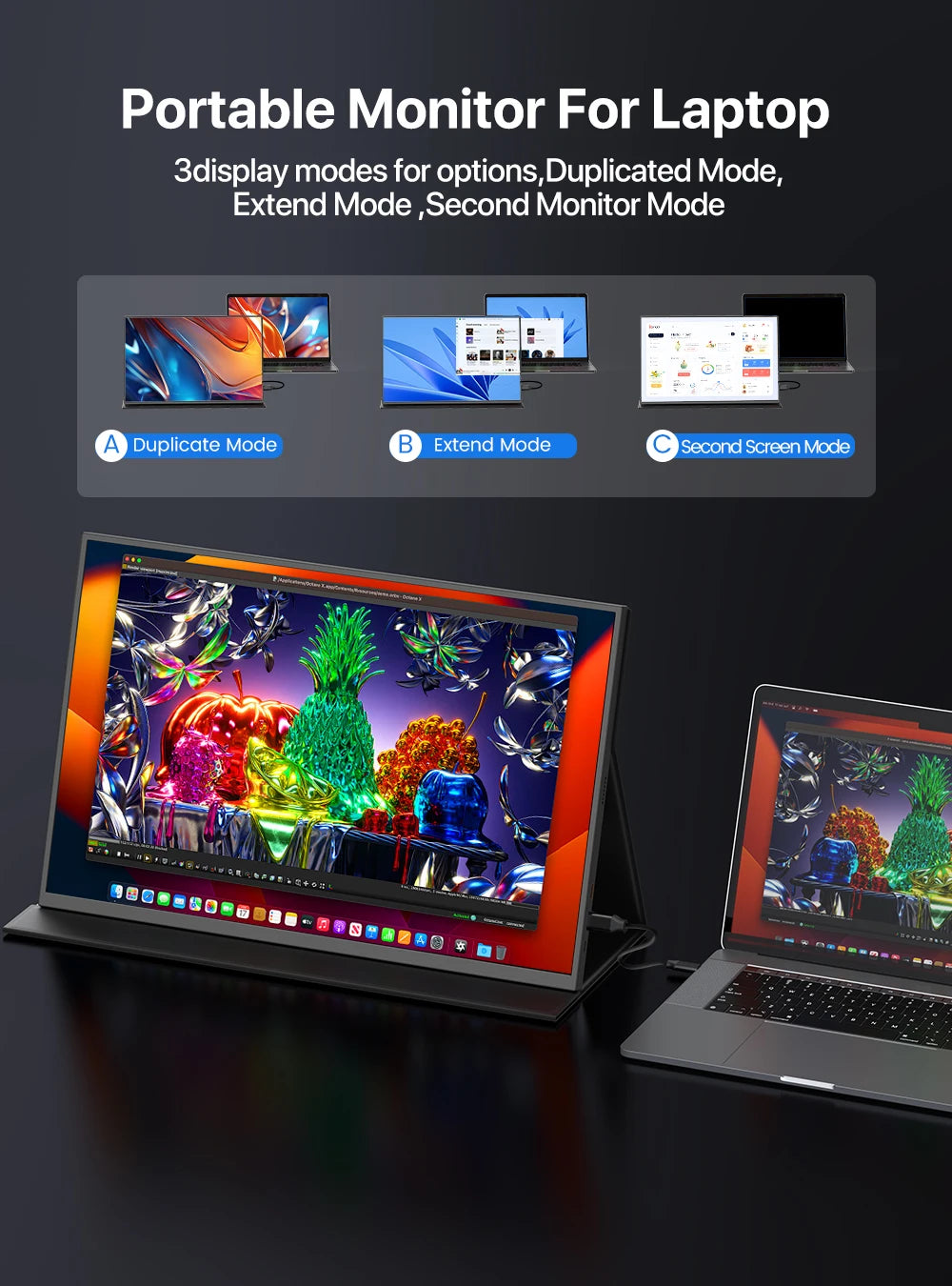 UPERFECT UGame 18 2K 144Hz Gaming Monitor 2560x1600 QHD 100% DCI-P3 Portable HDMI USB C Display For Laptop PC Mac Phone XBOX PS5