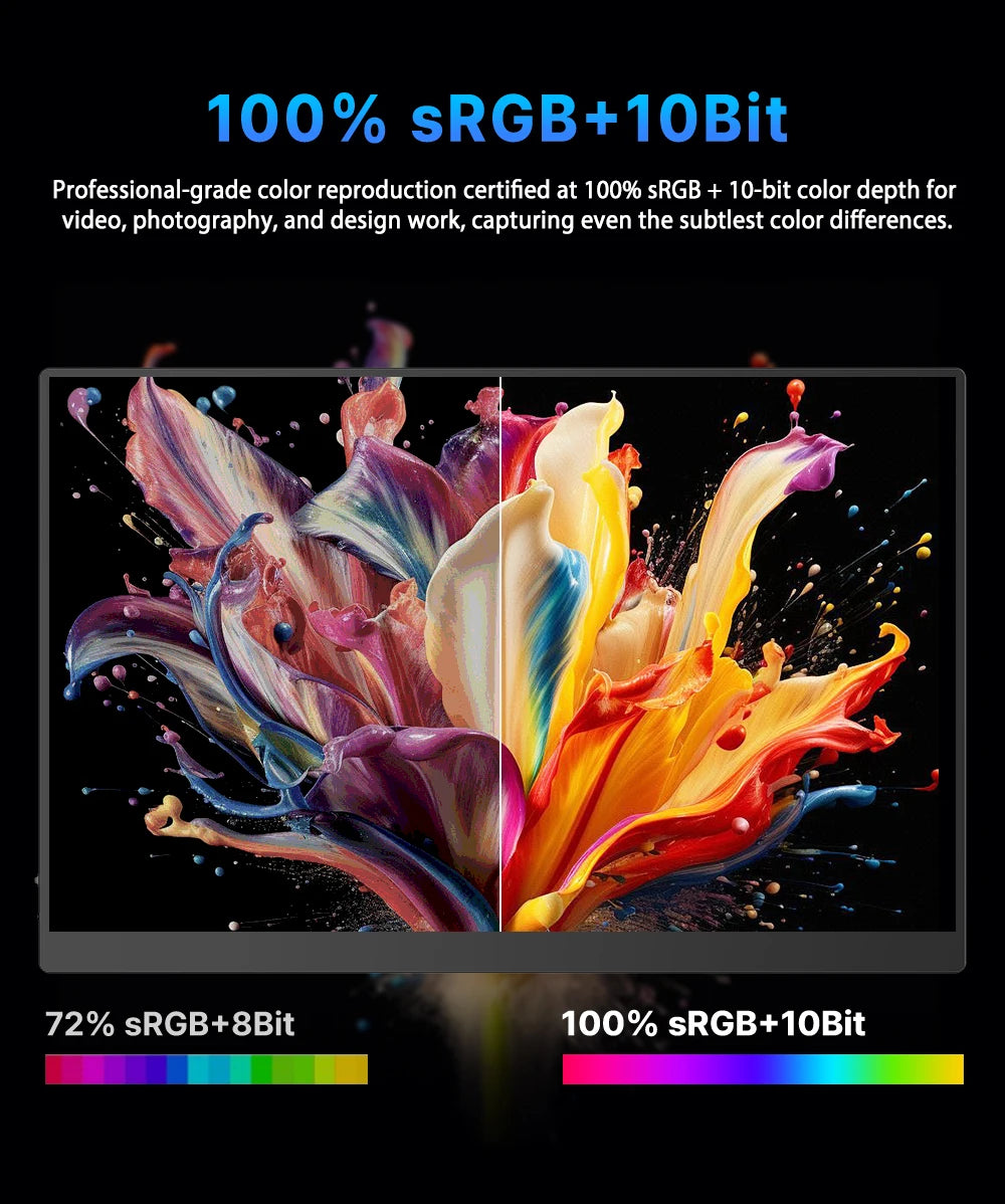 UPERFECT QLED 2.5K Portable Monitor Upgraded 16" 8 Bits Matte IPS HDR Eye Care Screen Gaming Laptop Display w/ HDMI Type-C VESA