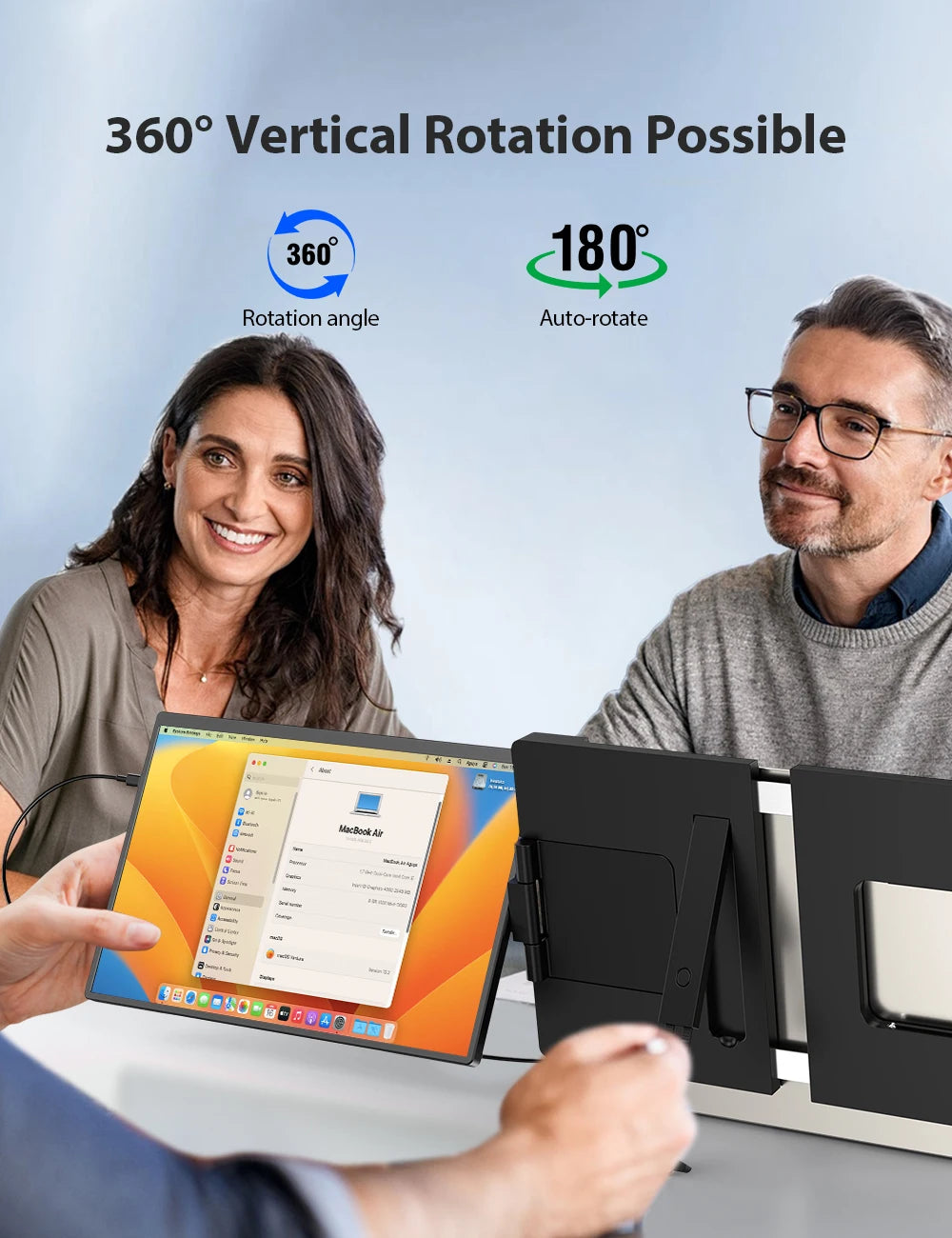 UPERFECT 14" 2K Triple Portable Monitor 2240x1400 QHD IPS Dual Display with Rotation Kickstand Laptop Screen Extender for MacOS