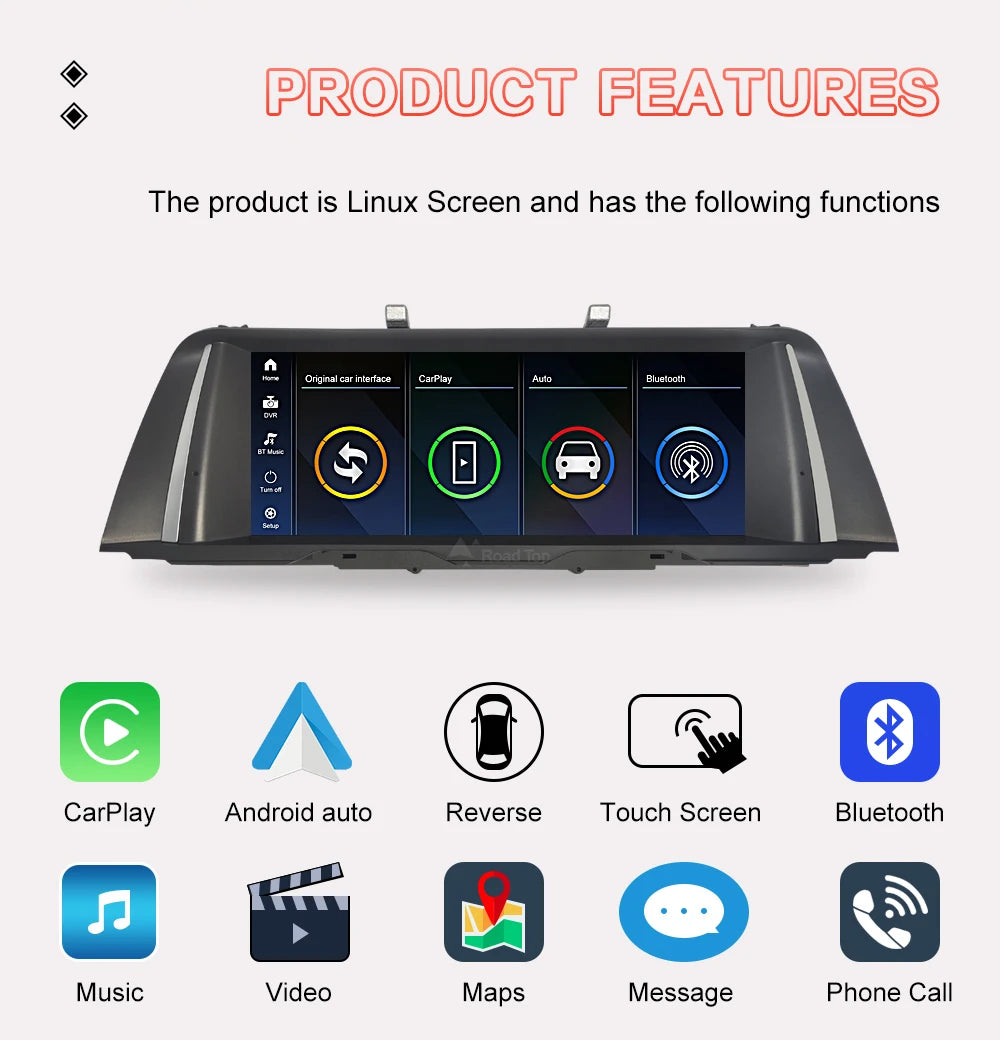 Wireless CarPlay Android Auto Car Radio Multimedia Player Linux Display Screen For BMW 5 Series F10 F11 2012-2017 CIC NBT