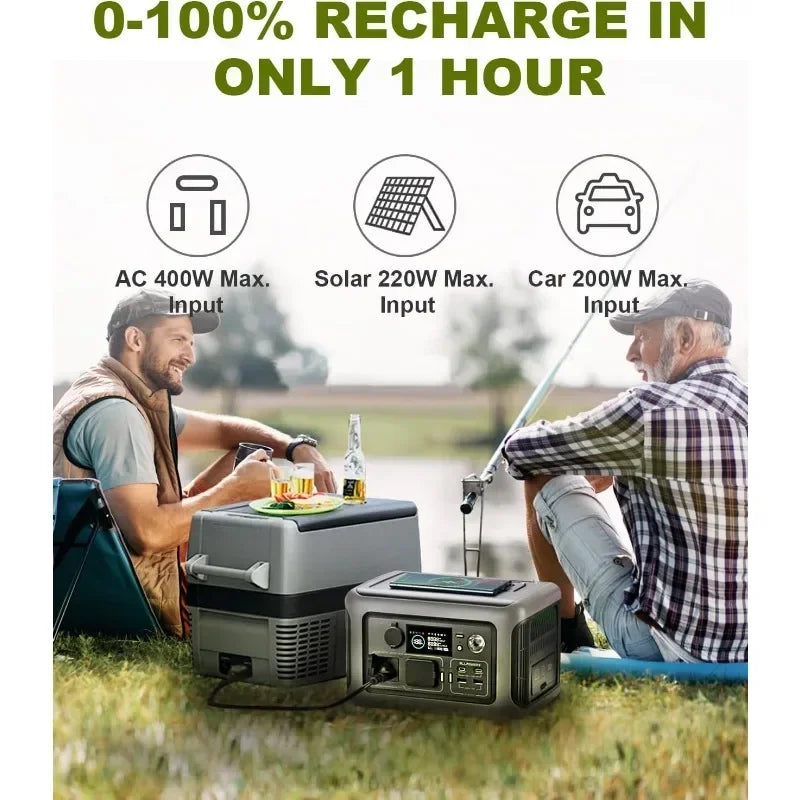 Tool Super-Quiet Portable Power Station, 299Wh 600W LiFePO4 Battery Backup with UPS Function, 400W Max Input, MPPT Solar