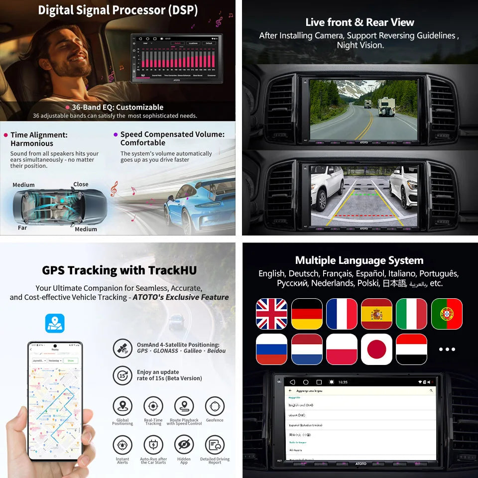 ATOTO Universal 7 inch Android Car Stereo Double 2 Din Multimedia Player Carplay Screen Android Auto 2Din Bluetooth Radio A6