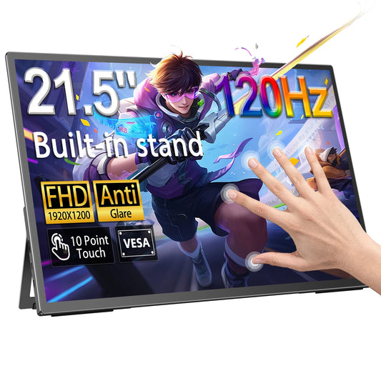 UPERFECT 21.5”120HZ 10-Point Touch Portable Gaming Monitor Laptop PC Displays External Screen For TV Tablet Mac Phone With VESA