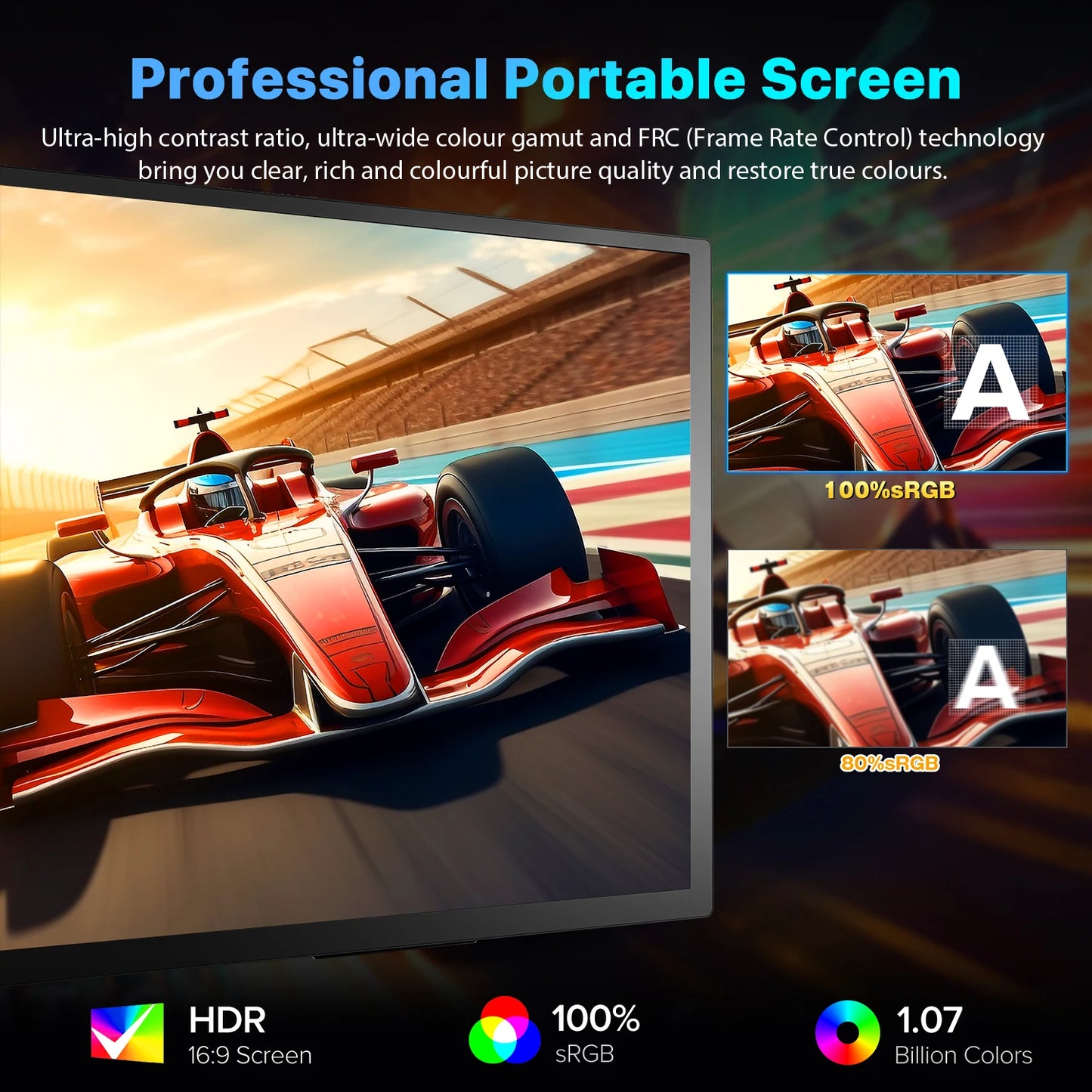 UPERFECT 18.4 Inch 4K UHD Portable Gaming Monitor HDR 3MS FreeSync IPS HDR Computer Display Bulit in Dual Speakers VESA OSD Menu