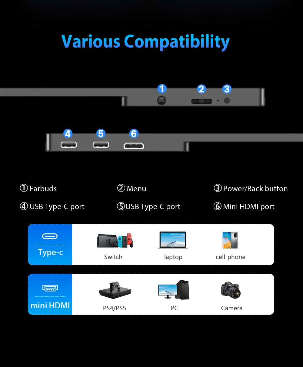UPERFECT QLED 2.5K Portable Monitor Upgraded 16" 8 Bits Matte IPS HDR Eye Care Screen Gaming Laptop Display w/ HDMI Type-C VESA