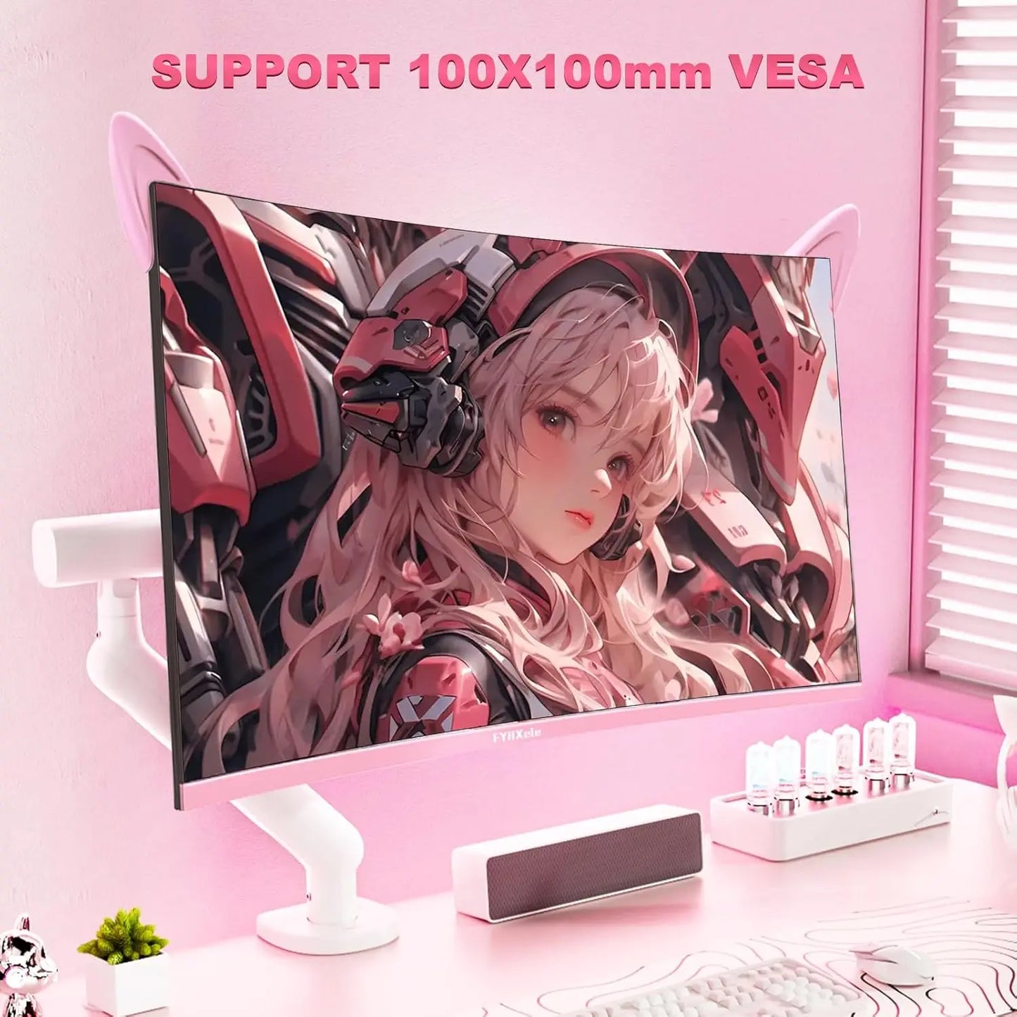 27inch Curved Pink Monitor QHD 165hz 1800R Gaming Display HDR10 Free-Sync Desktop Screen 1ms GTG  With Speakers Tilt Adjustable