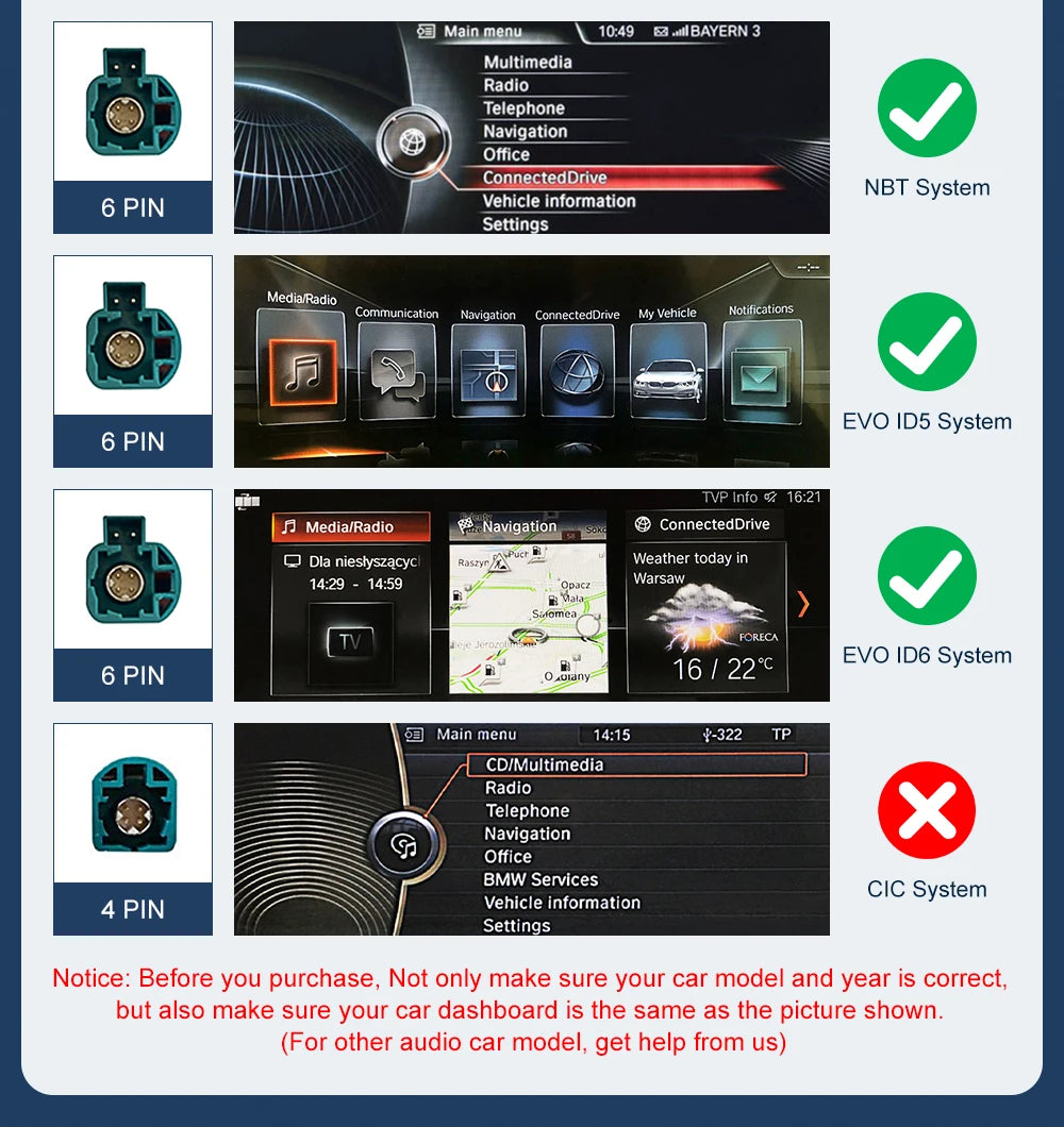 Road Top Wireless CarPlay Android Auto for BMW NBT EVO X5 F15 X6 F16 2014-2020 X1 F48 2016-2020 with Car Play Functions Airplay