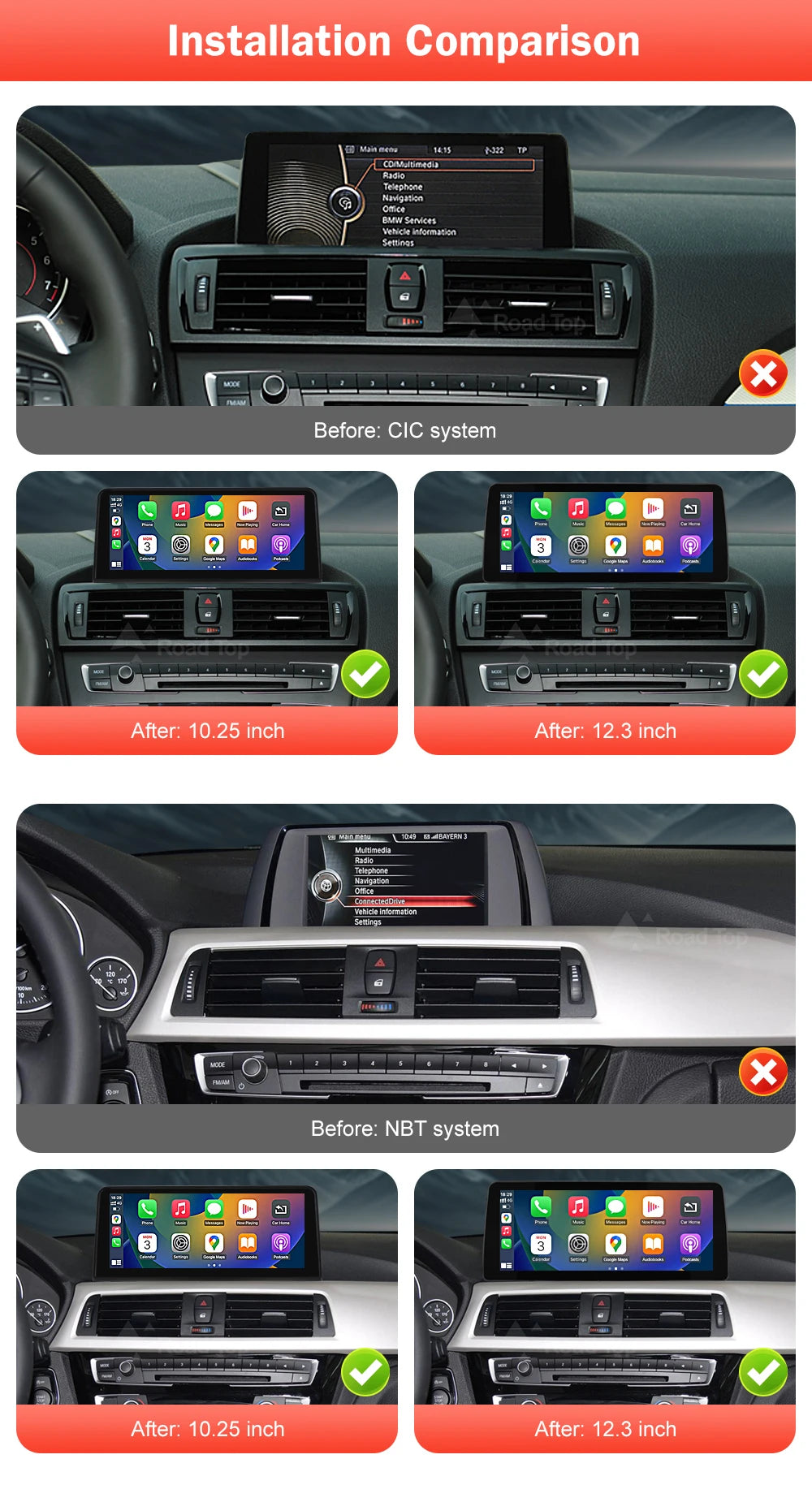 10.25'' 1920*720 Wireless Carplay Android Auto Multimedia Display For BMW 3 4 Series F30 F31 F32 F33 F34 F36 NBT Touch Screen