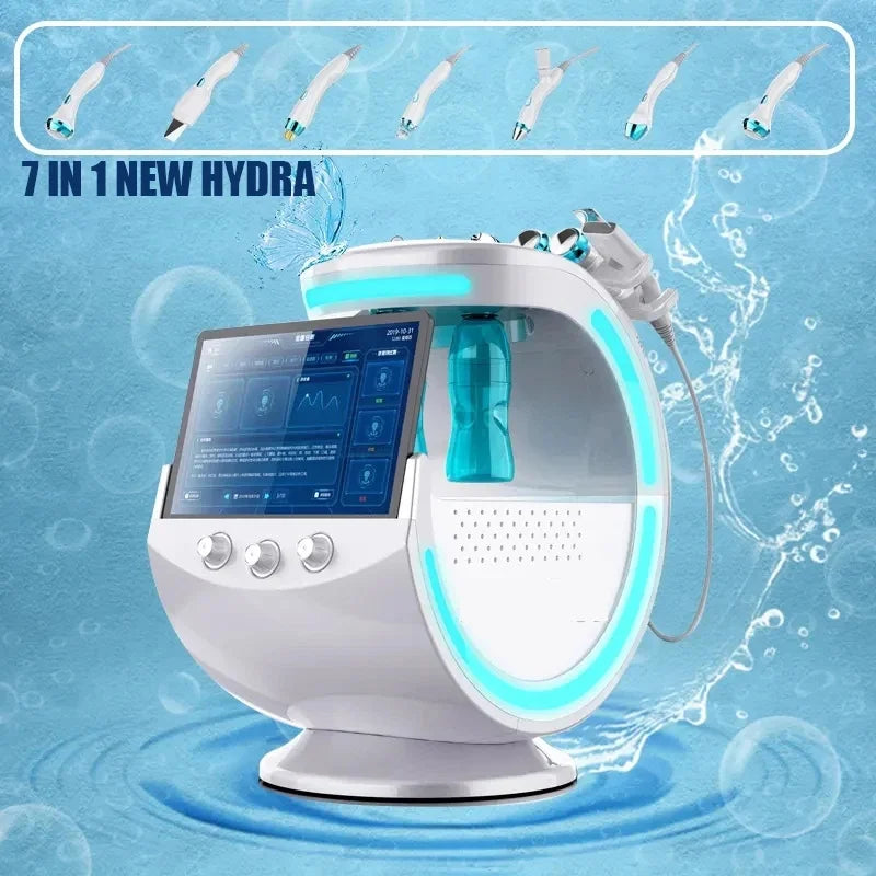 New 7 In 1 Smart Ice Blue Hydra oxyge Dermabrasion Facial Mahcine Skin Cleaning Skin Analyzer Dermabrasion Facial Aquafacial