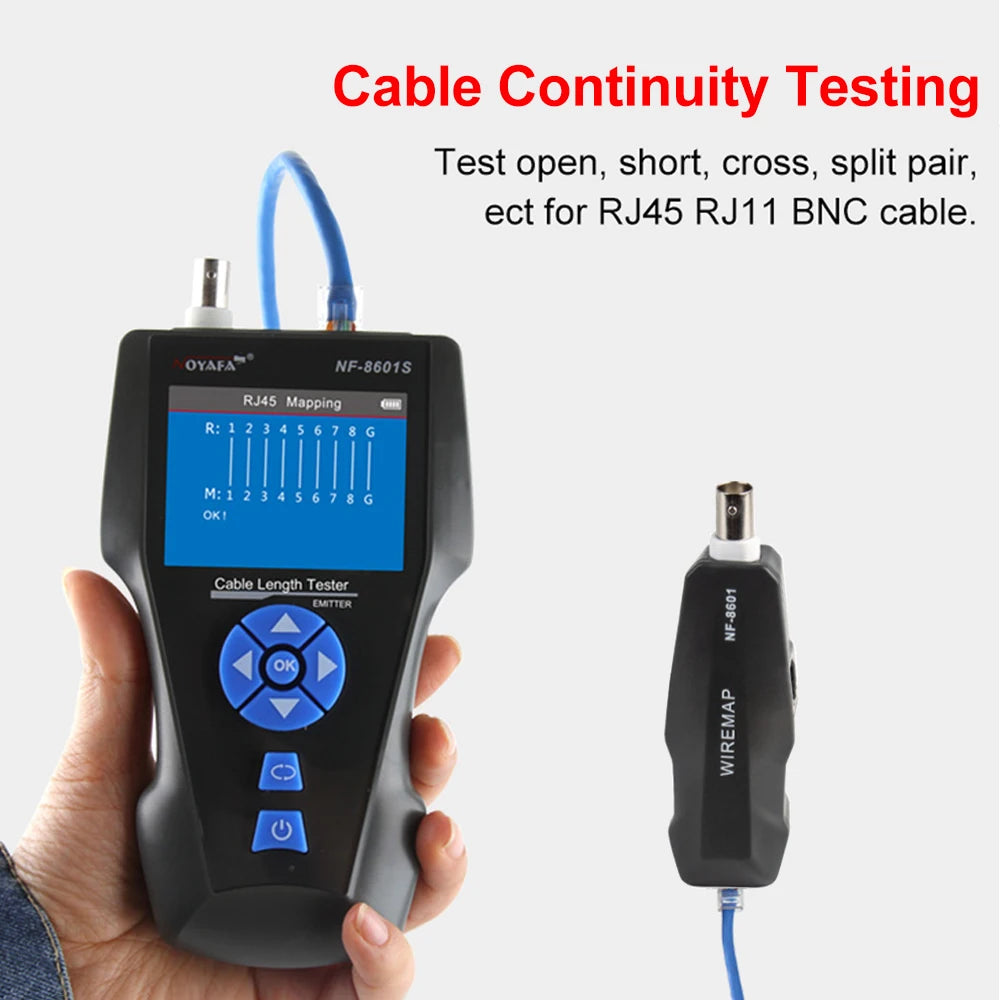 NOYAFA NF-8601S Multifunction TDR Enthernet Cable Tester Rj45 Rj11 BNC Cat5 Cat6 6E Cat7 POE Lan Test Ping Network Cable Tracker