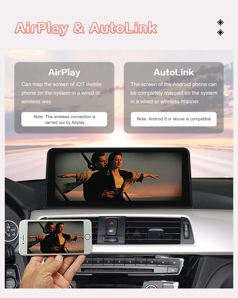 10.25'' 1920*720 Wireless Carplay Android Auto Multimedia Display For BMW 3 4 Series F30 F31 F32 F33 F34 F36 NBT Touch Screen