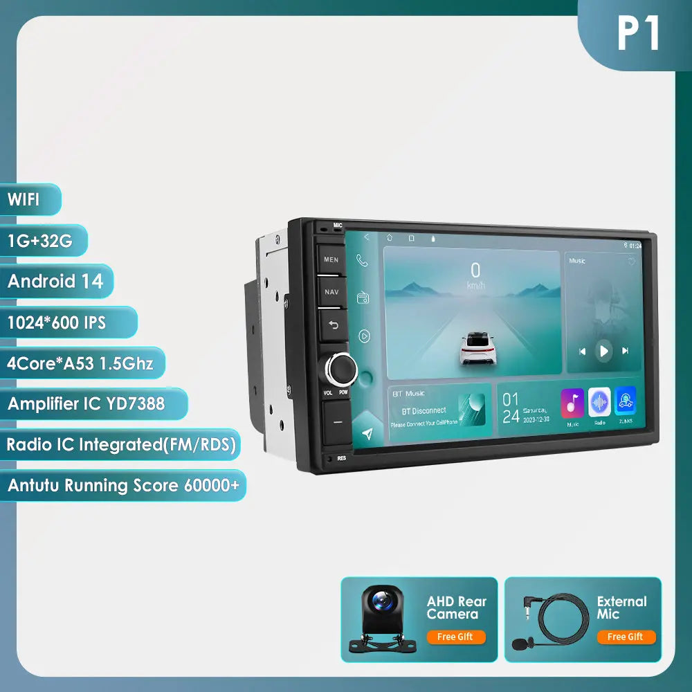 Latest Android 14 Octa Core 4G RAM 64G ROM DSP Universal Double 2 Din Car Radio Multimedia Player GPS Navigator Autoradio RDS FM