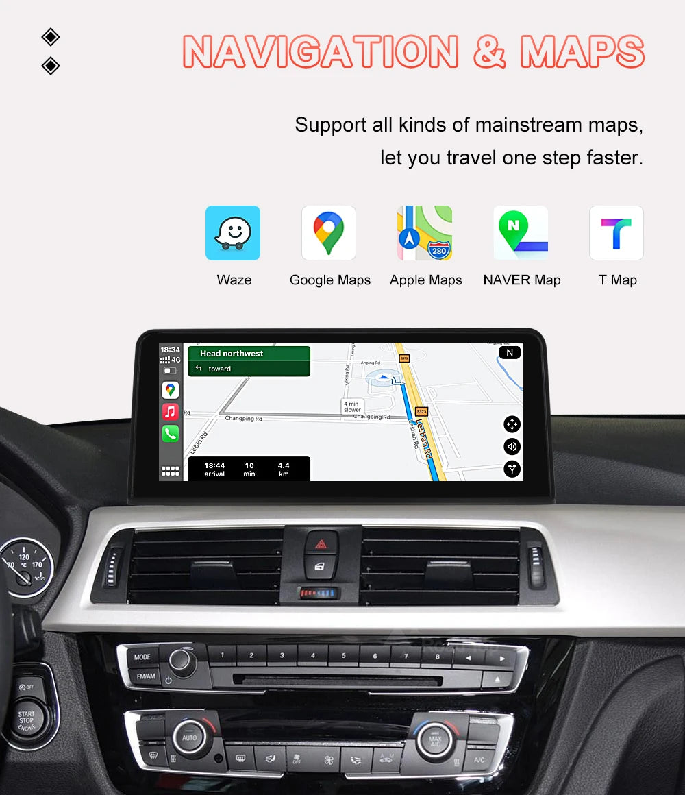 10.25'' 1920*720 Wireless Carplay Android Auto Multimedia Display For BMW 3 4 Series F30 F31 F32 F33 F34 F36 NBT Touch Screen