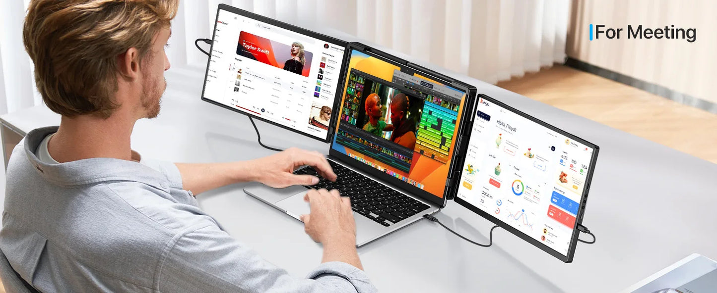 EVICIV 2K Laptop Screen Extender 14" QHD 1440P Portable Triple Monitor with 180° Automatic Rotation for Wins Mac Dex Chrome Work