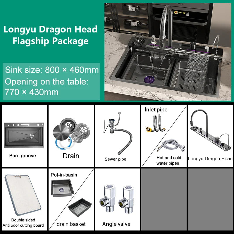 Stainless Steel kitchen Sinks Dishwashing and Vegetable Slot Multifunctional Household Basin Large Single Sink