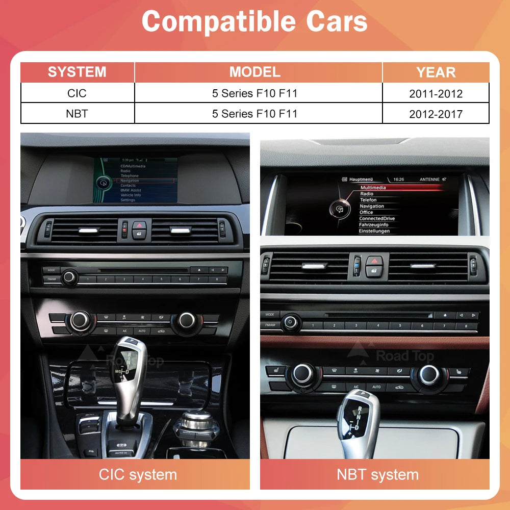 Wireless CarPlay Android Auto Car Radio Multimedia Player Linux Display Screen For BMW 5 Series F10 F11 2012-2017 CIC NBT