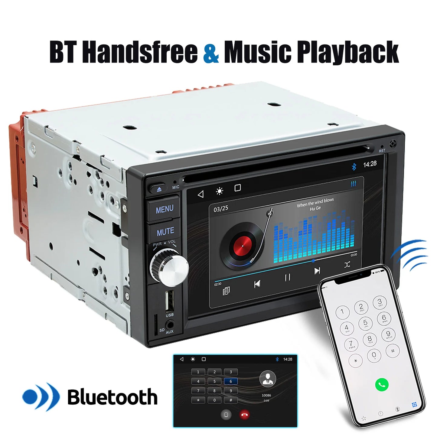 ESSGOO 6.2 Inch Apple Carplay Android Auto Double 2 DIN Car Stereo Radio CD DVD Player AUX FM Bluetooth USB MP5 Mirror Link