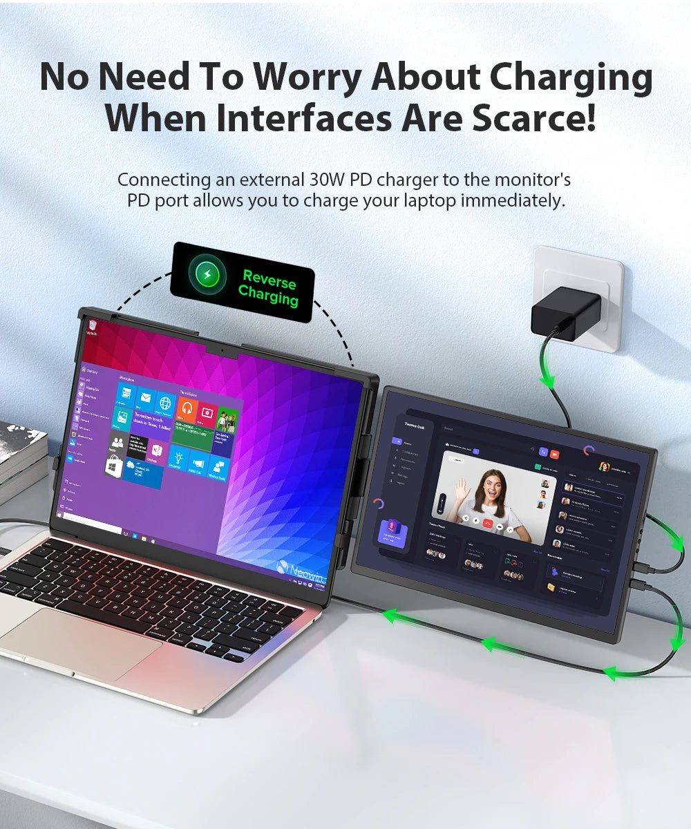 EVICIV Portable Monitor for Laptop 14 Inch 2K QHD Detachable Dual Triple Screen Extender Compatible Windows/Mac/Chrome Linux