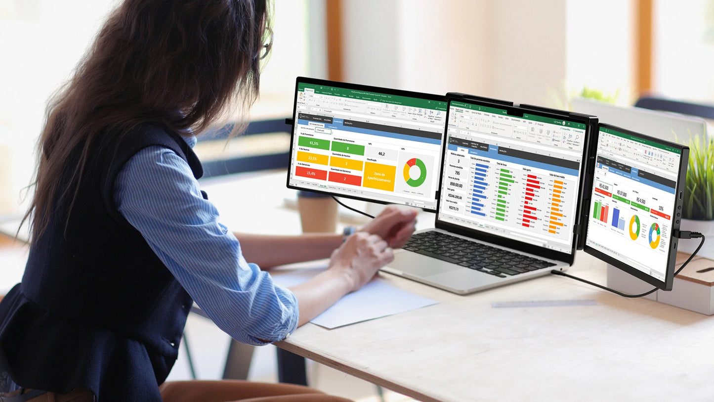 EVICIV 2K Laptop Screen Extender 14" QHD 1440P Portable Triple Monitor with 180° Automatic Rotation for Wins Mac Dex Chrome Work