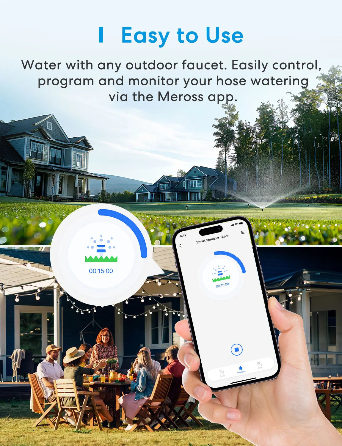 Meross Smart Sprinkler Timer Wifi Hose Faucet Timer with Brass with Tracking & Alerts Function