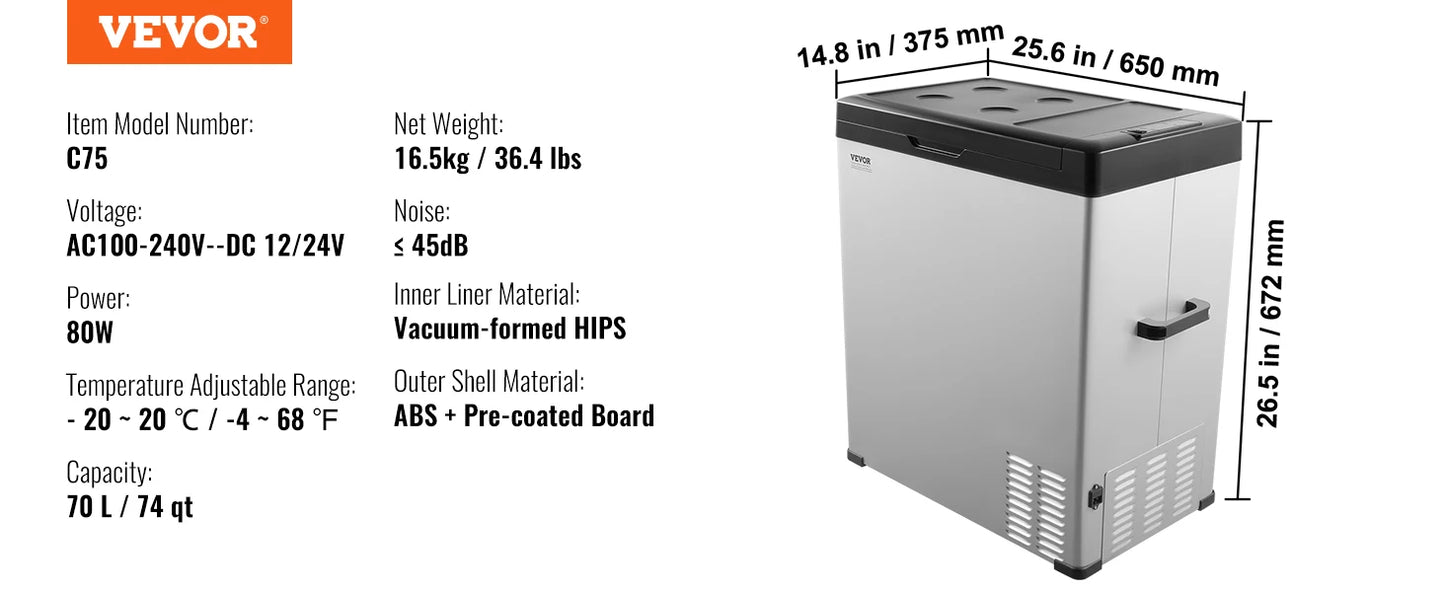 SucceBuy 8L to 75L Car Refrigerator Fridge Portable Icebox Single&Dual Zone w/Blue Tooth Temp Adjustable for Outdoor Camping RV