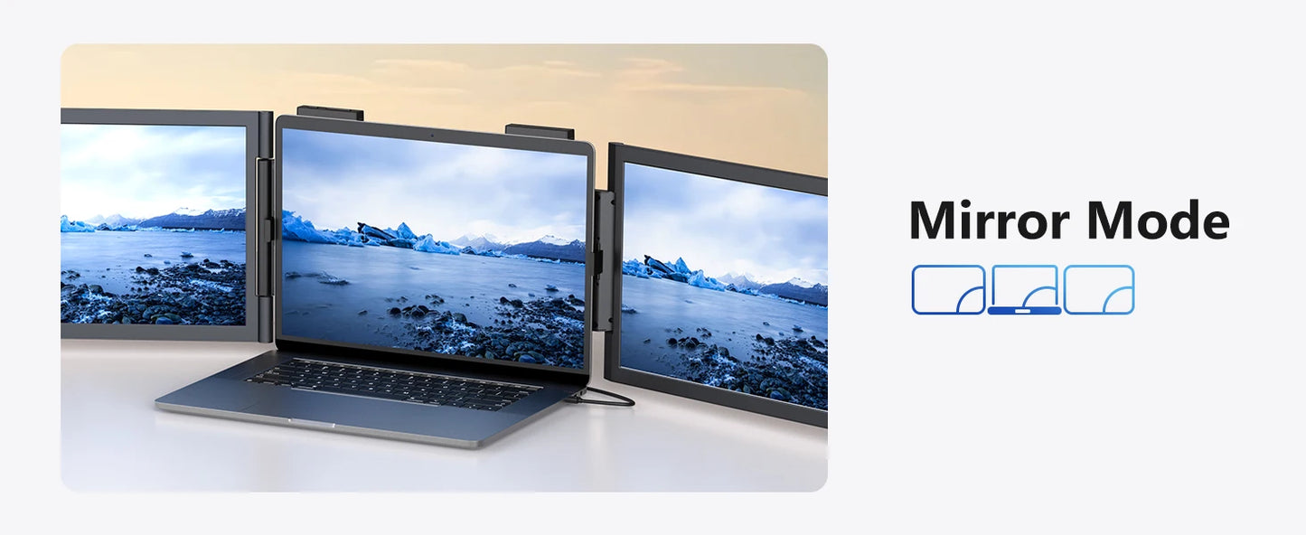 Amoudo 14 Inch 1920*1080P Dual Laptop Monitor IPS Portable Triple Monitor with USB-C Port for 14-16.5" Laptops Windows/Mac Xbox