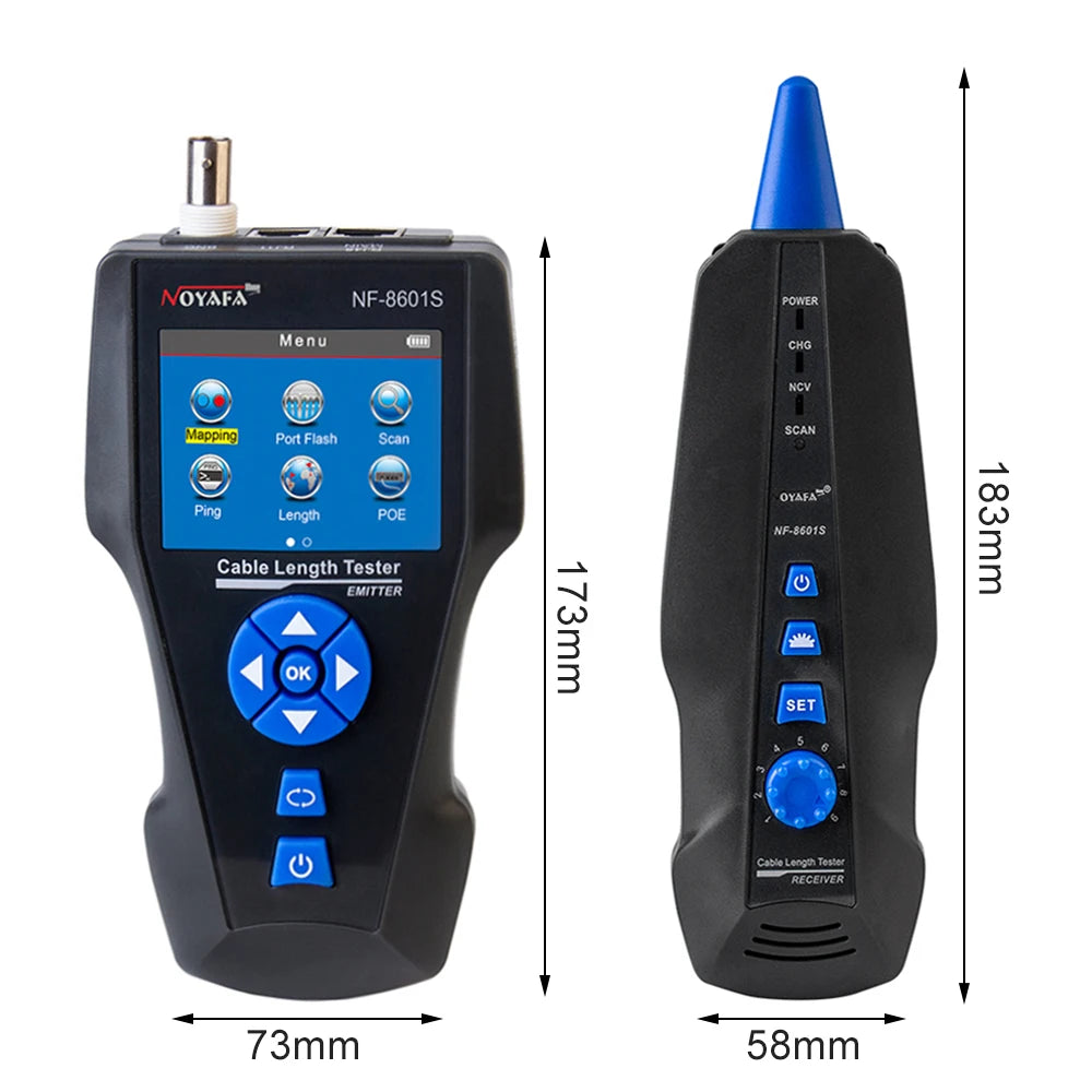 NOYAFA NF-8601S Multifunction TDR Enthernet Cable Tester Rj45 Rj11 BNC Cat5 Cat6 6E Cat7 POE Lan Test Ping Network Cable Tracker
