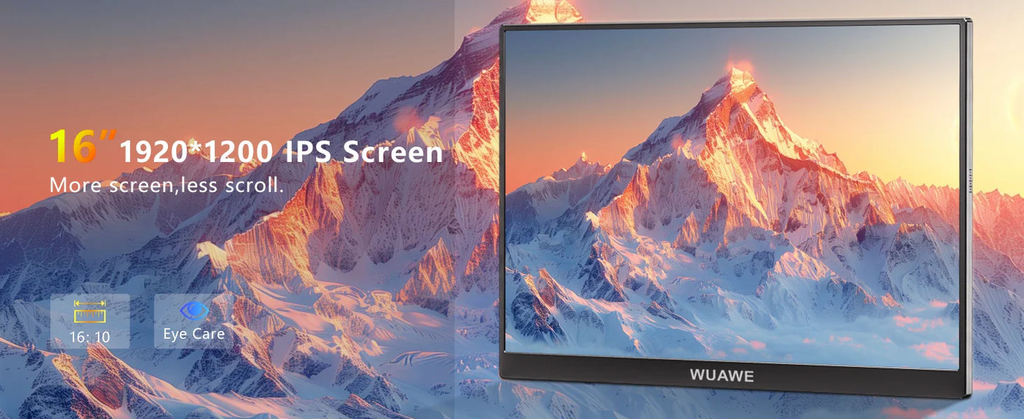 Christmas Gifts 16" 1200P 120Hz Portable Monitor, 16:10 100% sRGB Portable Gaming Monitor with Built-in Stand,HDR and Freensync,