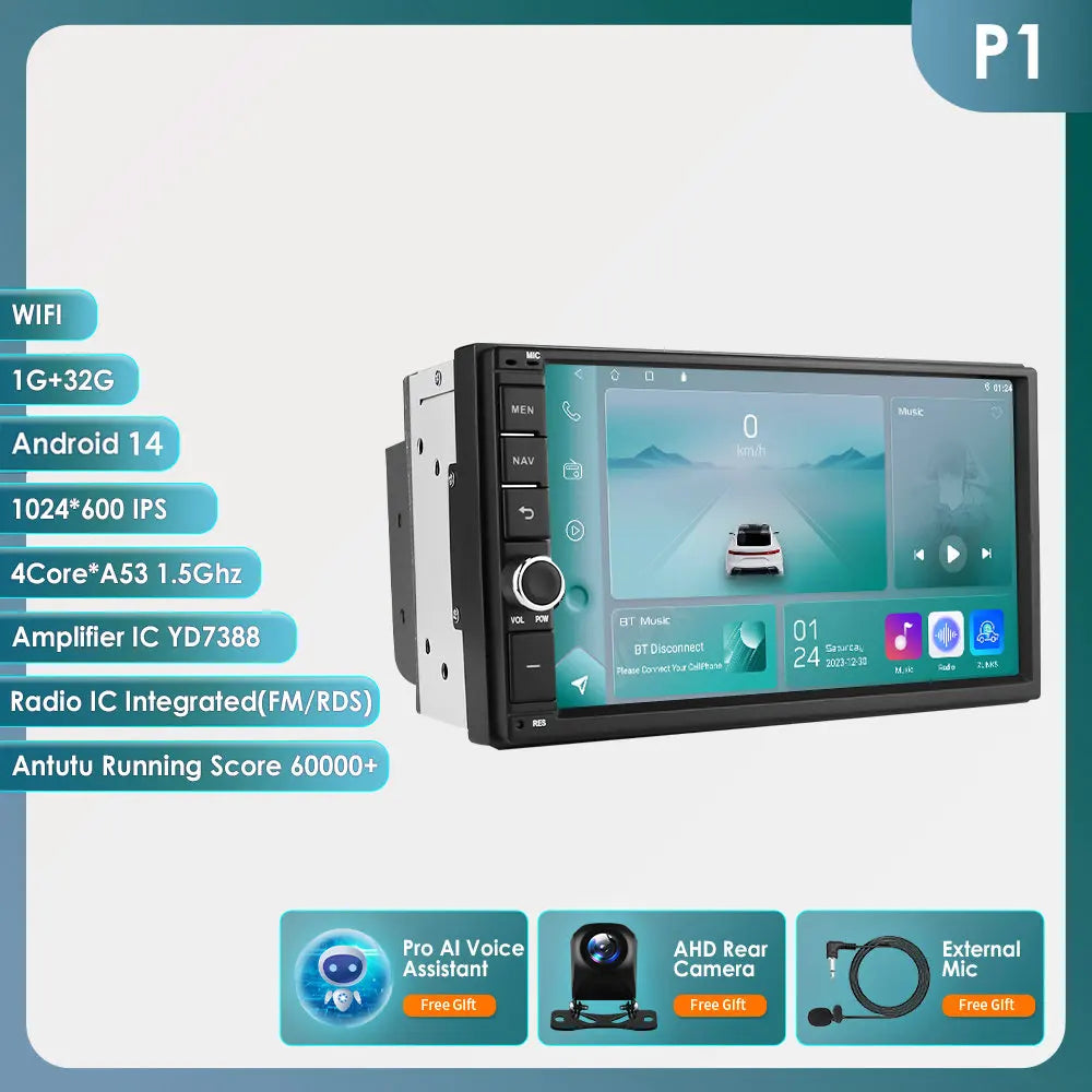 Latest Android 14 Octa Core 4G RAM 64G ROM DSP Universal Double 2 Din Car Radio Multimedia Player GPS Navigator Autoradio RDS FM