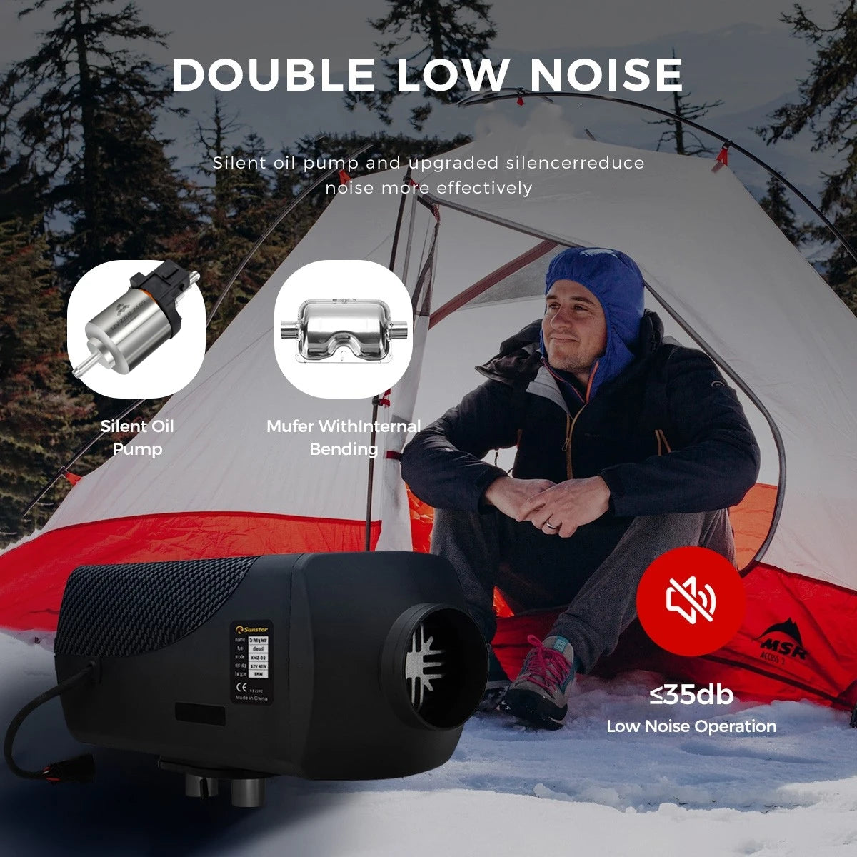 8KW portable Diesel Air Heater 12V&24V Bluetooth App,Constant temperature,ultra Low Noise Night Heater for RV tent campervan