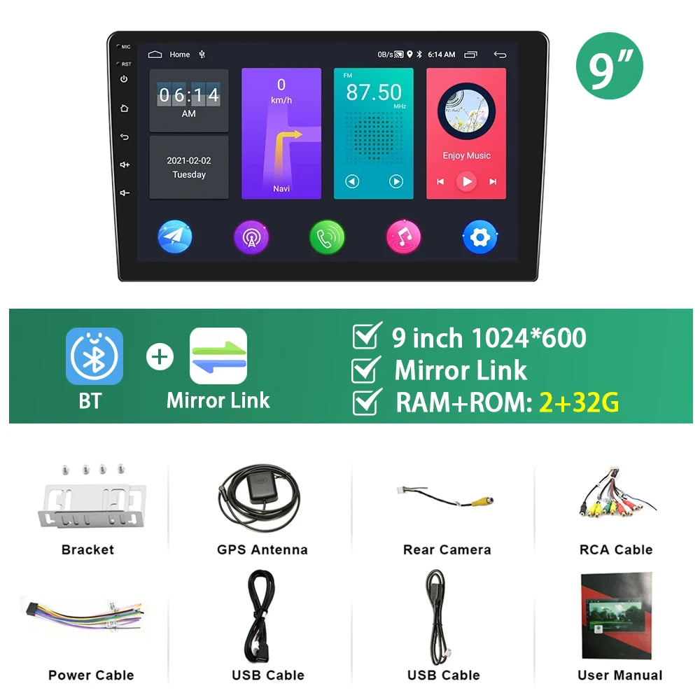 Podofo 10.1"/9"/7 " Android Car Radio 2Din Multimedia Video Player Carplay Android Auto Car Stereo For Toyota Volkswagen Hyundai