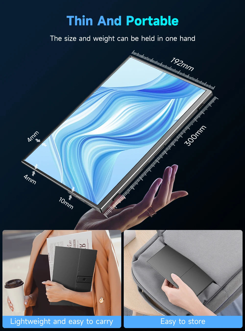 UPERFECT 4K Portable Monitor 13.4" 3840 * 2400 IPS HDMI USB C Computer Gaming Display Extenal Screen For Laptop PC Phone Switch