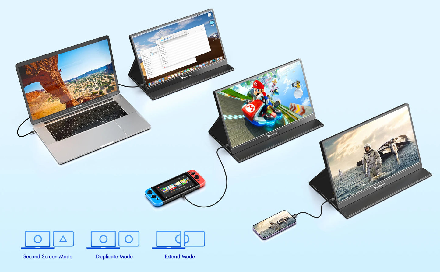 Amoudo 16 Inch 3840*2400P 60Hz Portable Monitor Dual USB C HDMI Second Computer Screen for PS4/5 Xbox Switch MAC PC Phone