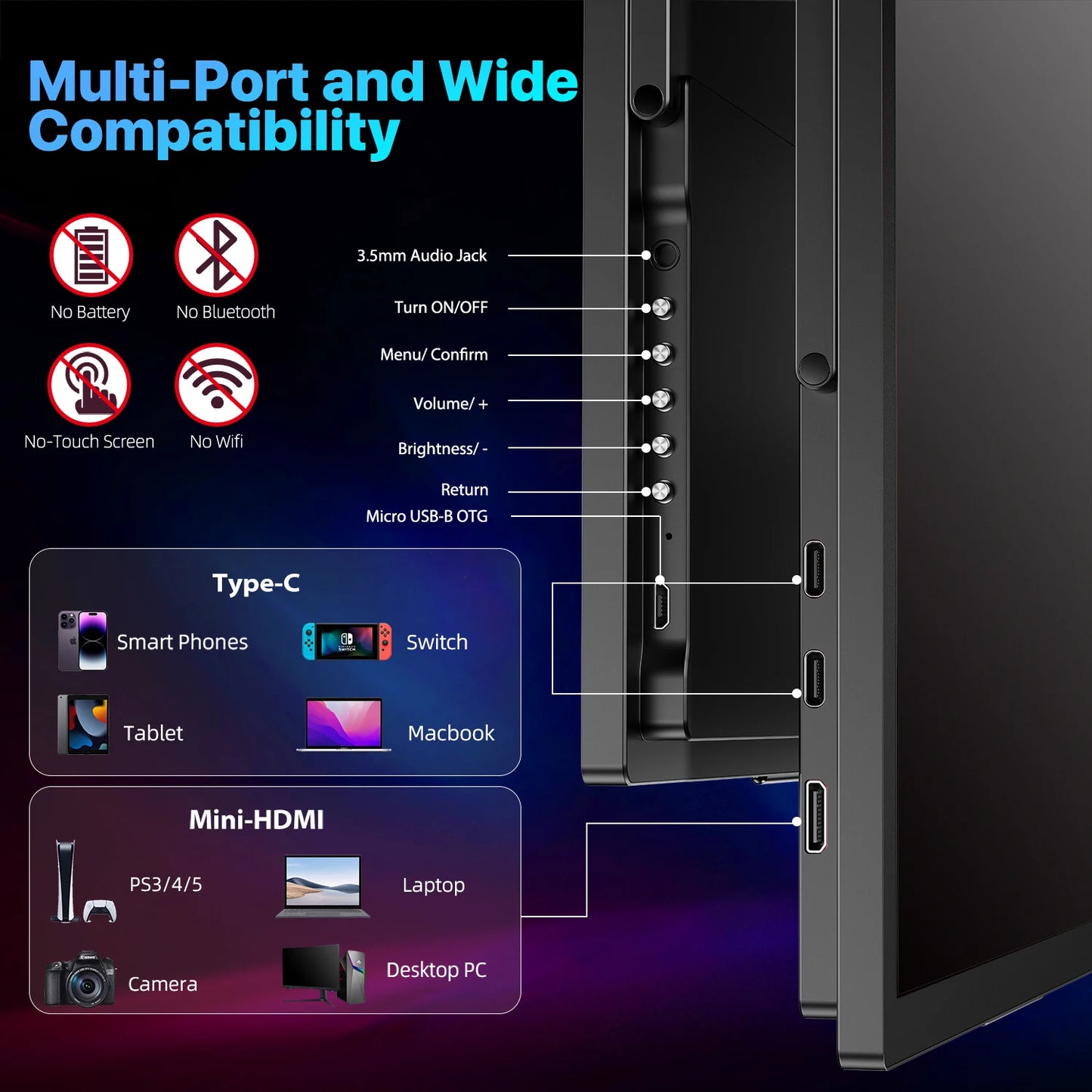 UPERFECT 18.4 Inch 4K UHD Portable Gaming Monitor HDR 3MS FreeSync IPS HDR Computer Display Bulit in Dual Speakers VESA OSD Menu