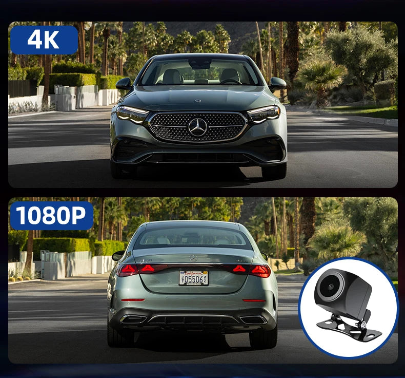 QOZ 4K WIFI Dash Cam Front Camera Dual Lens Dashcam Car DVR Video Recorder with GPS Night Vision 24H Parking for Car