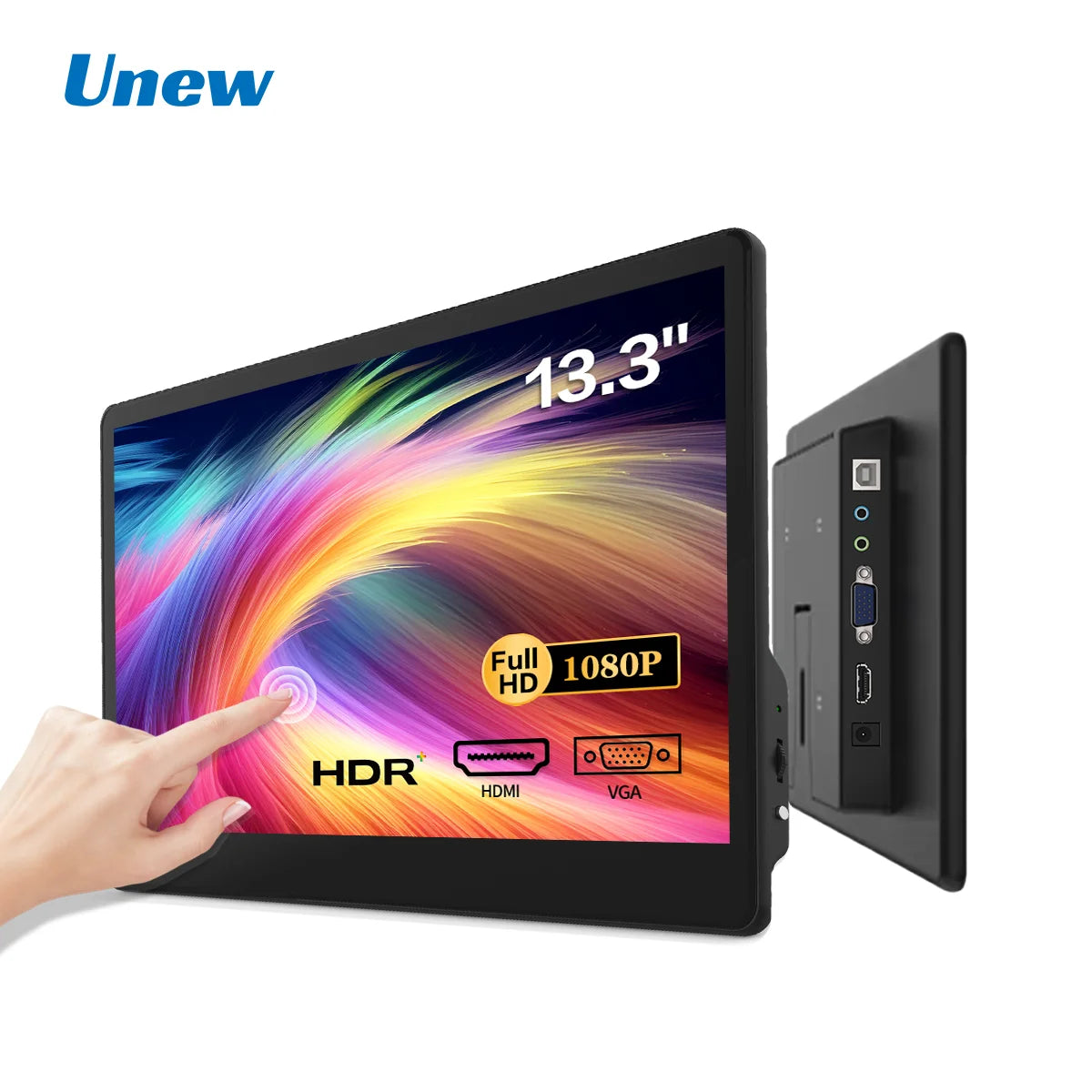 13.3 inch Touch Screen Monitor FHD 1920X1080 Suitable for Phone Laptop Inside Speaker Compatible with HDMI VGA USB Type-C