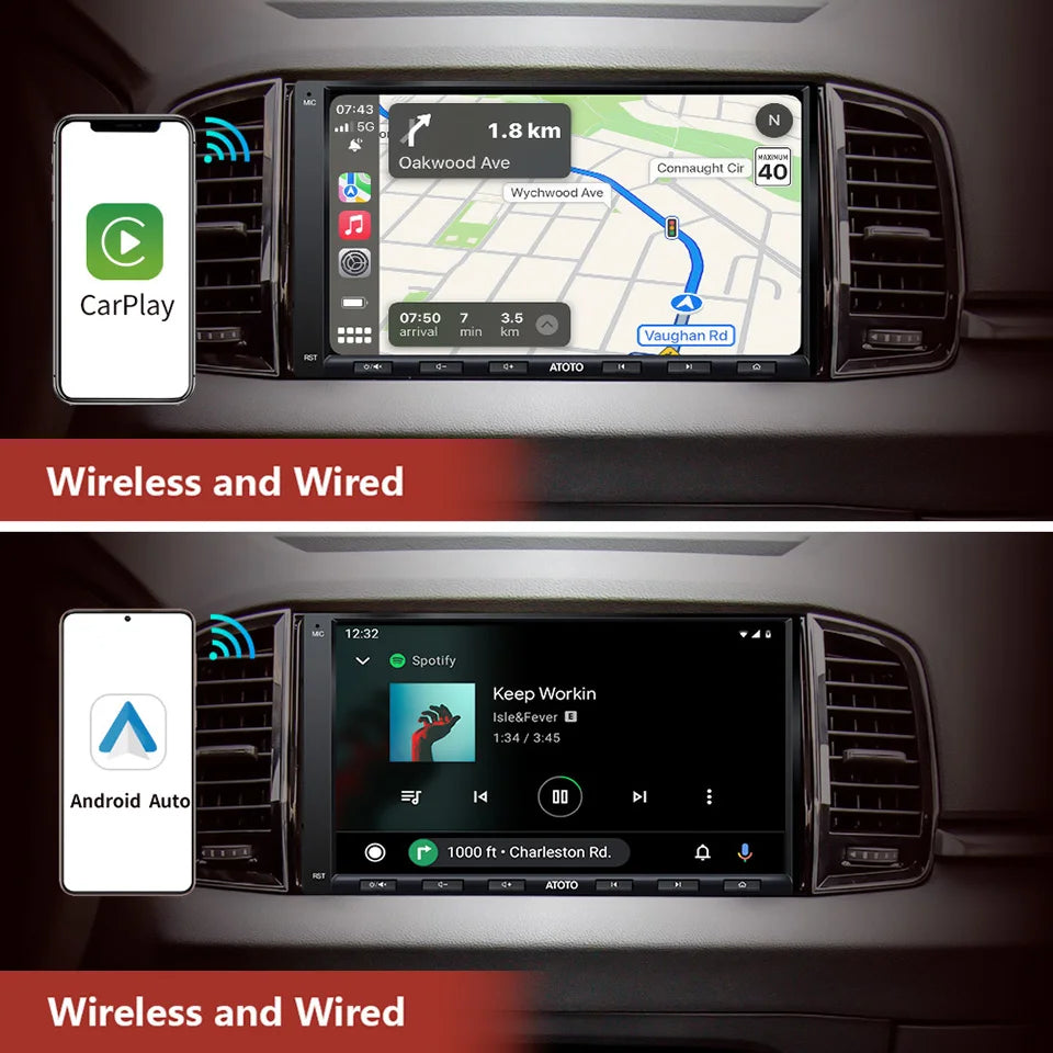 ATOTO Universal 7 inch Android Car Stereo Double 2 Din Multimedia Player Carplay Screen Android Auto 2Din Bluetooth Radio A6