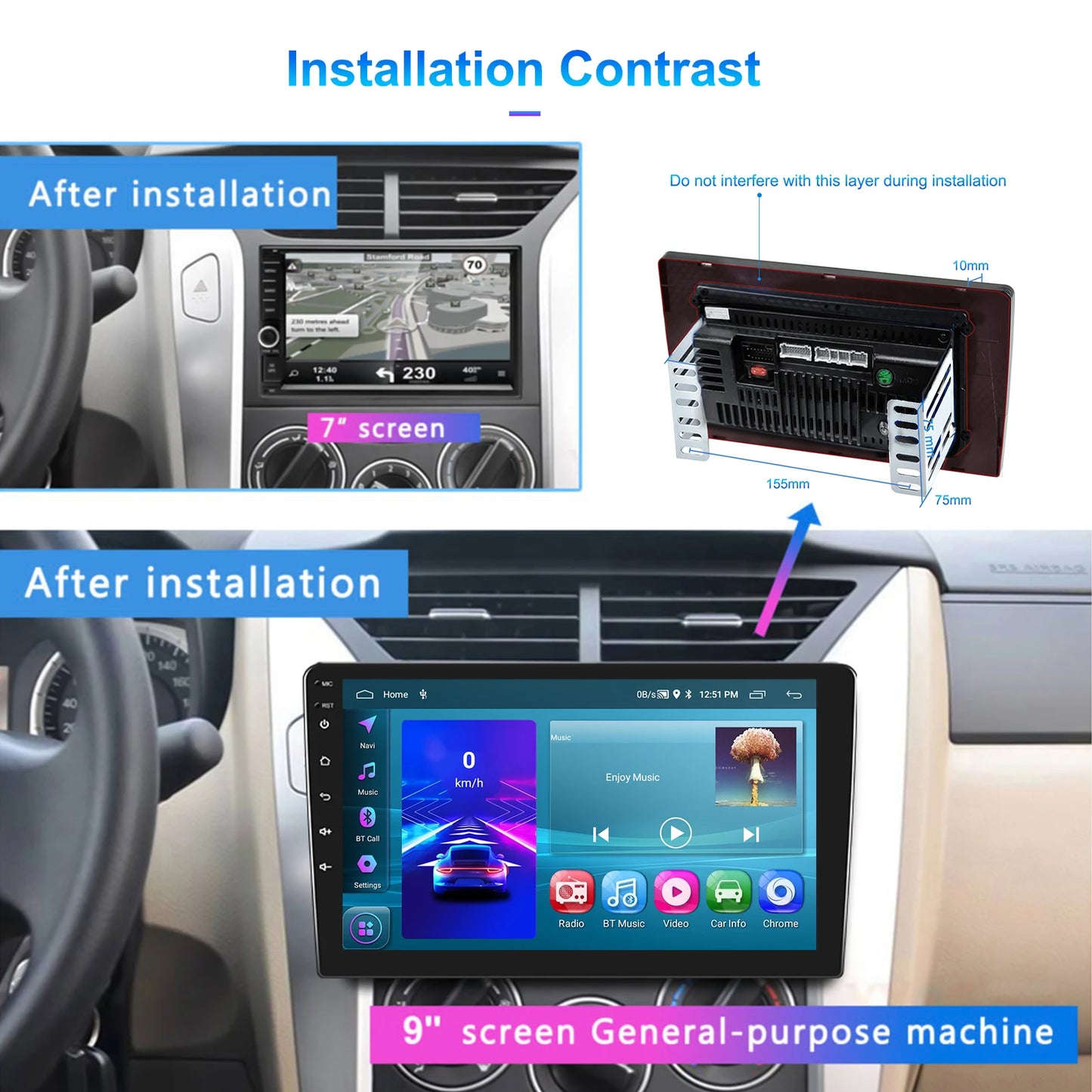 Podofo 10.1"/9"/7 " Android Car Radio 2Din Multimedia Video Player Carplay Android Auto Car Stereo For Toyota Volkswagen Hyundai