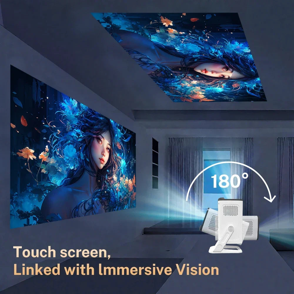 LynCast Mini Portable Projector – 1500 Lumens, Bluetooth, Built-in Speaker, Android 11, Auto Keystone, HDMI/USB, Home Theater