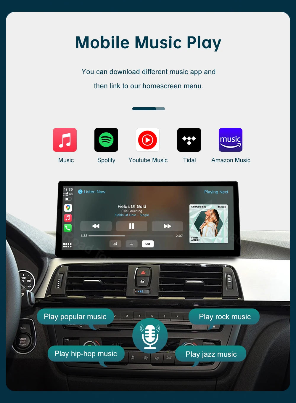 12.3 Wireless CarPlay Linux System Multimedia Display For BMW Series 3 4 F30 F31 F32 F33 F34 F36 2012-2018 Android Auto Airplay