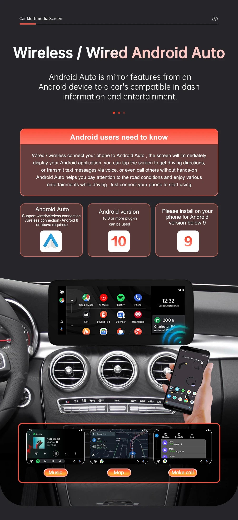 Linux Multimedia Screen Wireless CarPlay Android Auto for Mercedes-Benz W205 W176 GLC A C V Class W447 CLA GLA 2015-2018 NTG5.0