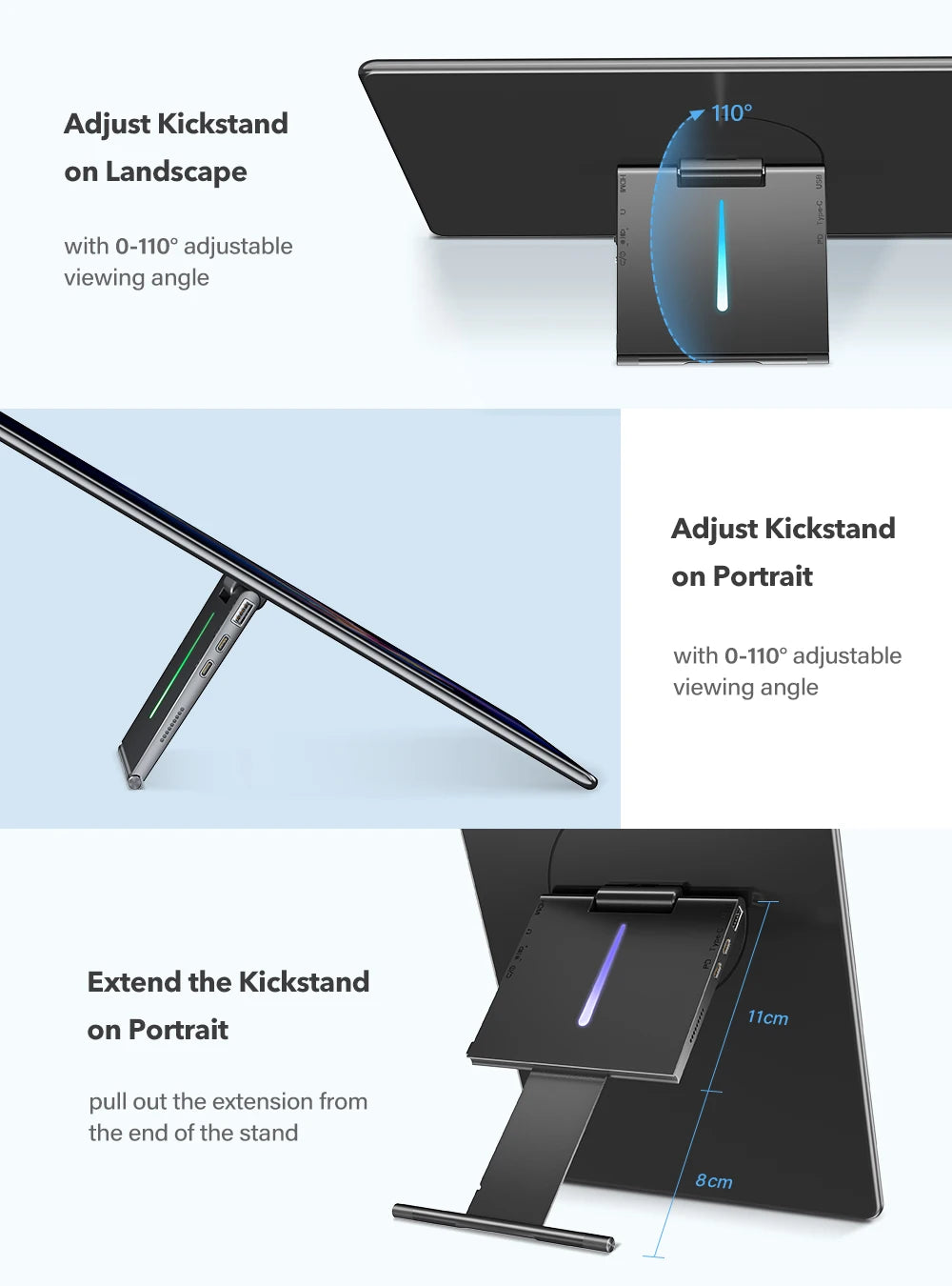 Uperfect Unify Y Touchscreen Portable Monitor 15.6" FHD 1080P IPS Screen with Adjust Kickstand 2000:1 USB C HDMI HDR Display