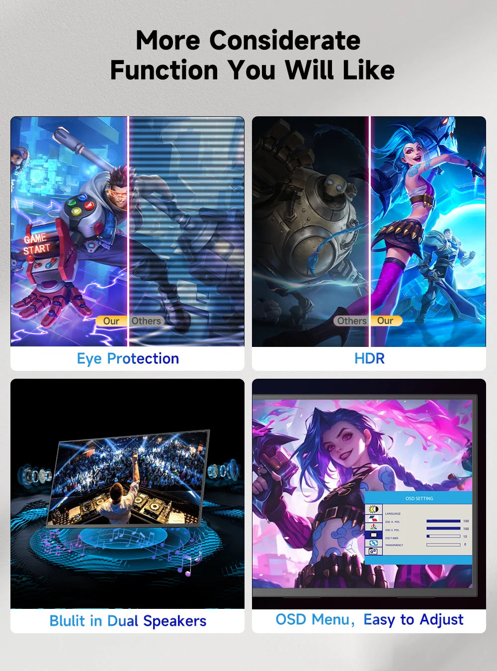 EVICIV 23.8" 120Hz Large Portable Monitor 1080P w/180° Adjustable Stand USB-C HDMI External Laptop Display for PS5/4 Desktop Mac